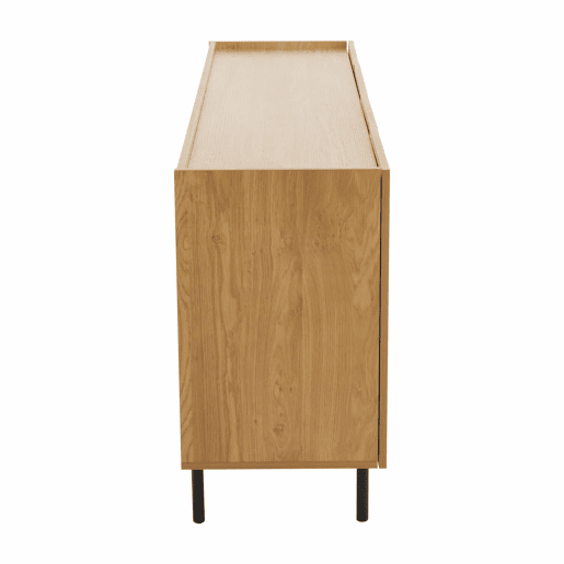 Aparador 160x40x78 cm - Com 4 portas e detalhes em metal - Madeira natural
