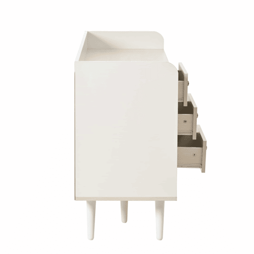 aparador 117,5 cm - Com três gavetas, elegante vetado, para quarto e sala - Branco