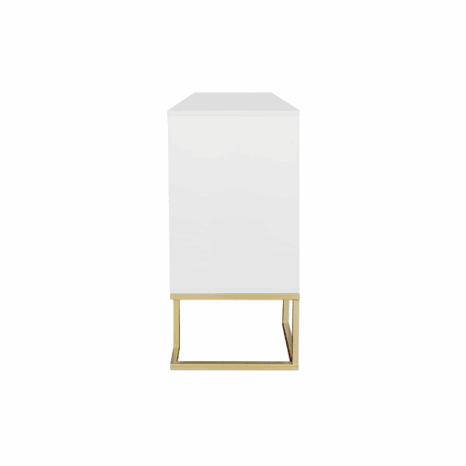 Aparador moderno com prateleiras reguláveis - 3 portas em forma de U - puxadores e base em metal - Branco