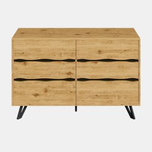 Aparador moderno 120x40x75,5 cm - 6 gavetas, design minimalista, pernas de metal - Madeira