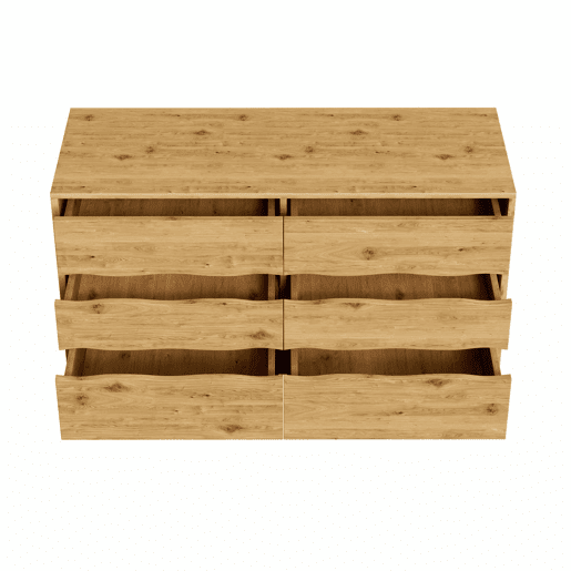 Aparador moderno 120x40x75,5 cm - 6 gavetas, design minimalista, pernas de metal - Madeira
