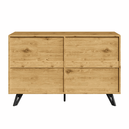Aparador moderno 120x40x75,5 cm - 6 gavetas, design minimalista, pernas de metal - Madeira