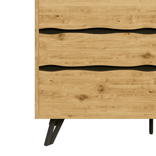 Aparador moderno 120x40x75,5 cm - 6 gavetas, design minimalista, pernas de metal - Madeira