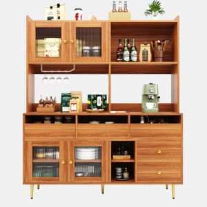 Aparador alto moderno - MDF - arrumação em vários níveis - Castanho
