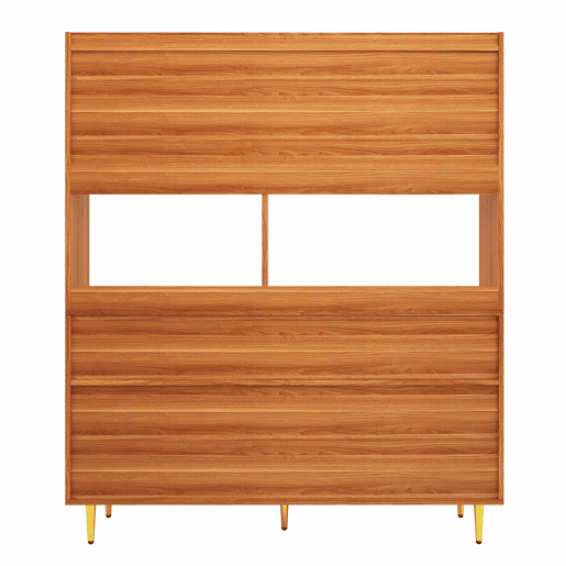 Aparador alto moderno - MDF - arrumação em vários níveis - Castanho