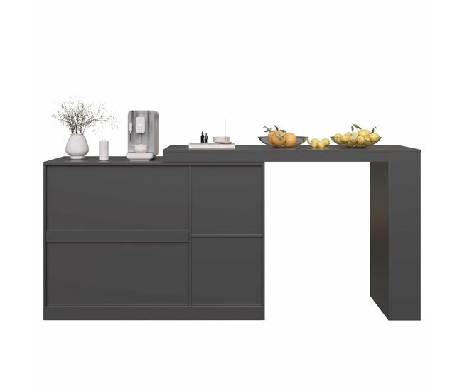 Aparador, mueble bar giratorio de mdf - gran espacio de almacenamiento - estilo contemporáneo - negro