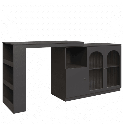 Aparador, armário de bar giratório em MDF - grande espaço de arrumação - estilo contemporâneo - Preto
