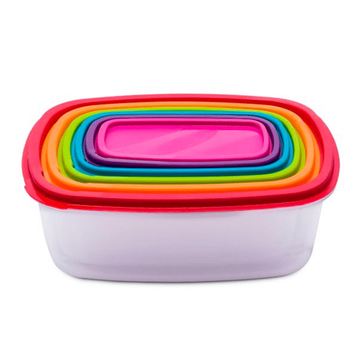 Conjunto com 6 recipientes para armazenamento de alimentos