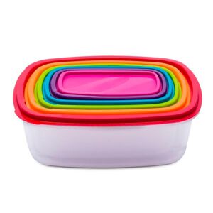 Conjunto com 6 recipientes para armazenamento de alimentos