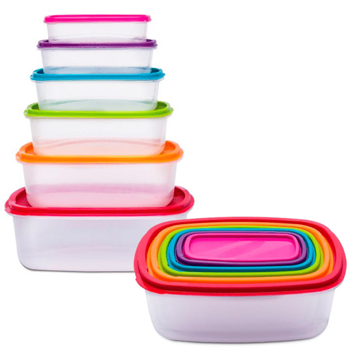 Conjunto com 6 recipientes para armazenamento de alimentos