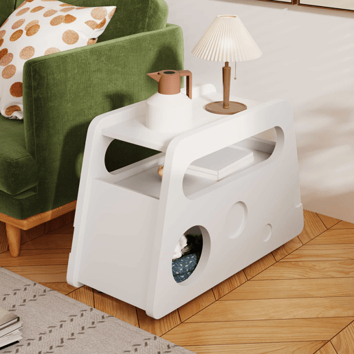 Mesa auxiliar 81x33x51,5 cm - Design moderno, com rodas, segura e arredondada - Branca