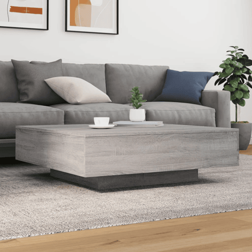 Mesa de Centro, Mesa baixa, 100x100x31 cm derivados madeira cinzento sonoma