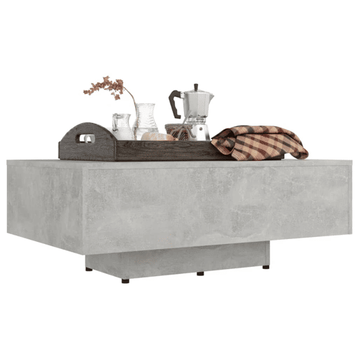 Mesa de Centro, Mesa baixa, 85x55x31 cm contraplacado cinzento cimento
