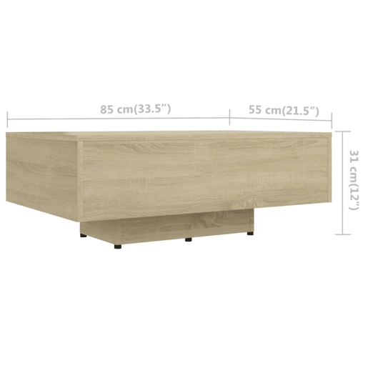 Mesa de Centro, Mesa baixa, 85x55x31 cm contraplacado carvalho sonoma