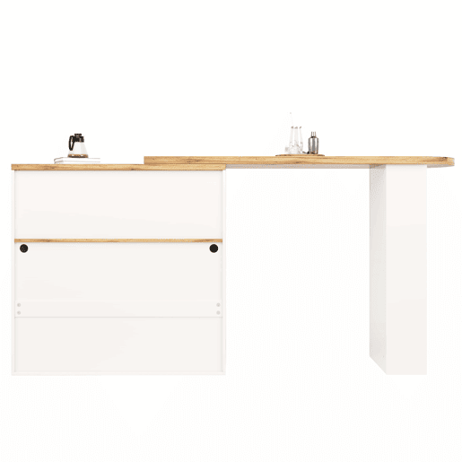 Aparador, móvel de bar giratório e retrátil com LED - grande espaço de arrumação - estilo contemporâneo - Branco