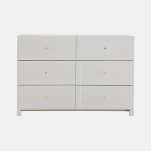 Aparador moderno - 6 portas com puxadores metálicos - Branco