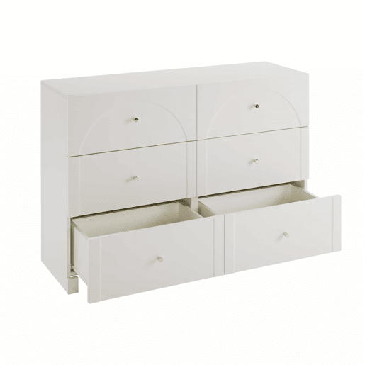 Aparador moderno - 6 portas com puxadores metálicos - Branco