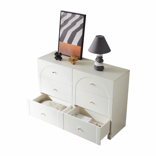 Aparador moderno - 6 portas com puxadores metálicos - Branco