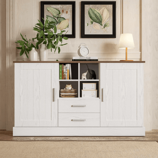 Aparador clássico - com 2 portas 2 gavetas 4 compartimentos - Branco