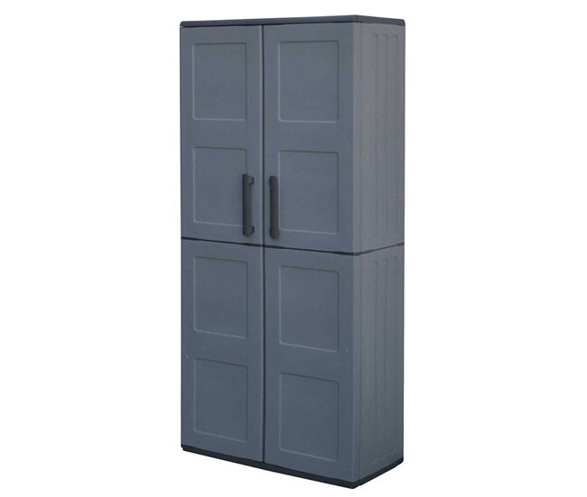 Armario de altura completa 68x37x163cm en polipropileno, material reciclable y ecológico sostenible, está equipado con bisagras y estantes