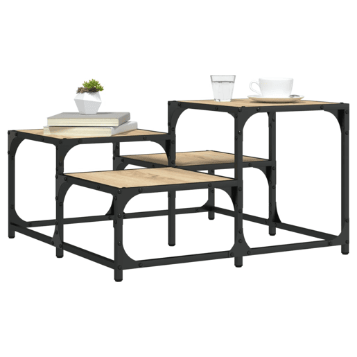 Mesa de Centro, Mesa baixa, 68x68x40 cm derivados de madeira carvalho sonoma