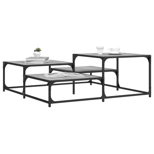 Mesa de Centro, Mesa baixa, 107x107x40 cm derivados de madeira cinza sonoma