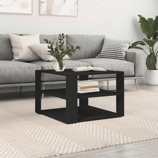 Mesa de Centro, Mesa baixa, 58x58x40 cm derivados de madeira preto