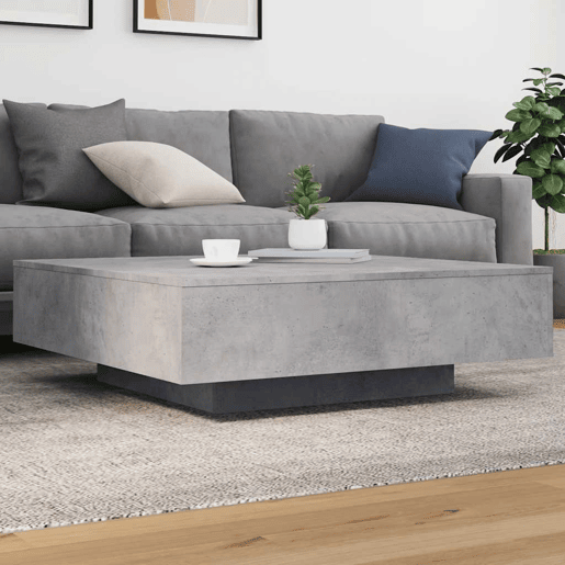 Mesa de Centro, Mesa baixa, 100x100x31 cm derivados de madeira cinza-cimento