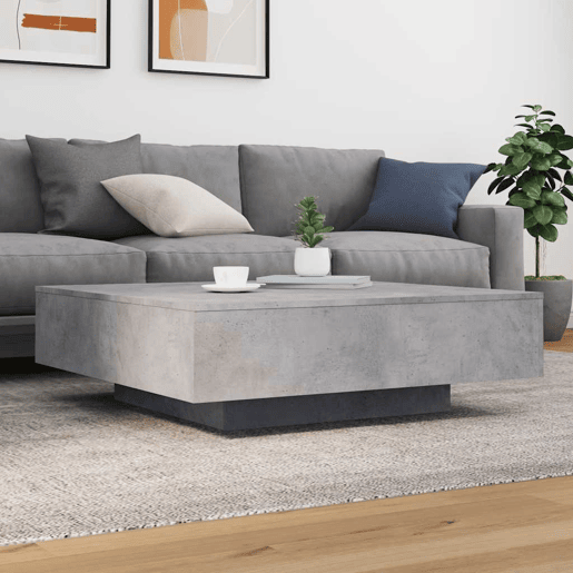 Mesa de Centro, Mesa baixa, 100x100x31 cm derivados de madeira cinza-cimento
