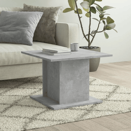 Mesa de Centro, Mesa baixa, 55,5x55,5x40 cm derivados madeira cinza-cimento