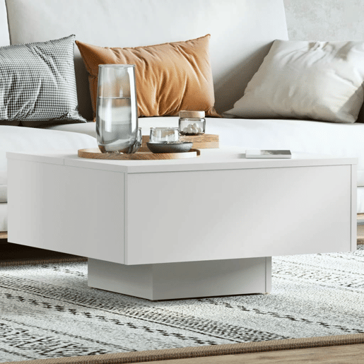 Mesa de Centro, Mesa baixa, 60x60x31,5 cm derivados de madeira branco