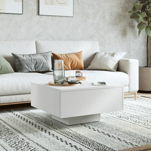 Mesa de Centro, Mesa baixa, 60x60x31,5 cm derivados de madeira branco