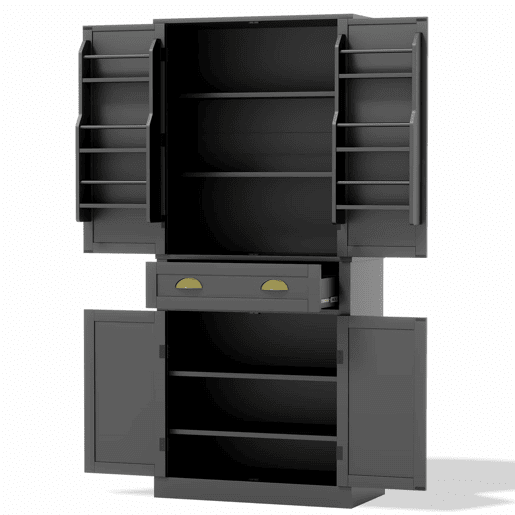 Armário de arrumação 182 cm - 4 portas, 1 gaveta, 2 portas com prateleiras, 6 compartimentos e 4 prateleiras ajustáveis - Preto