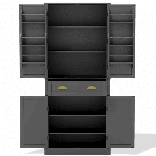 Armário de arrumação 182 cm - 4 portas, 1 gaveta, 2 portas com prateleiras, 6 compartimentos e 4 prateleiras ajustáveis - Preto