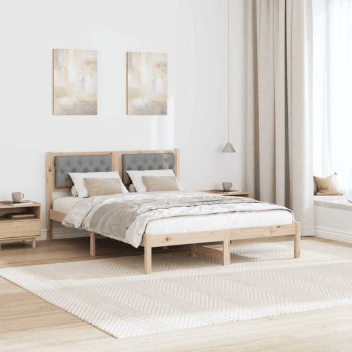 Estrutura da Cama de casal simple com cabeceira Cinzento-claro 140 x 200 cm