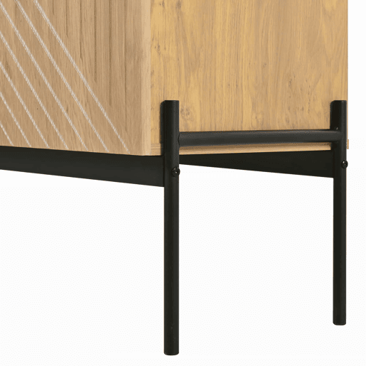 Aparador 140x40x75 cm - 2 portas, 3 gavetas, design com linhas - Natural