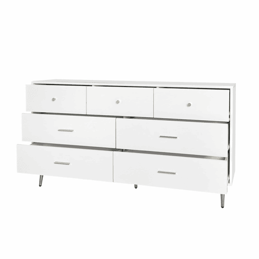 Aparador baixo - 7 gavetas - aglomerado de partículas - Branco