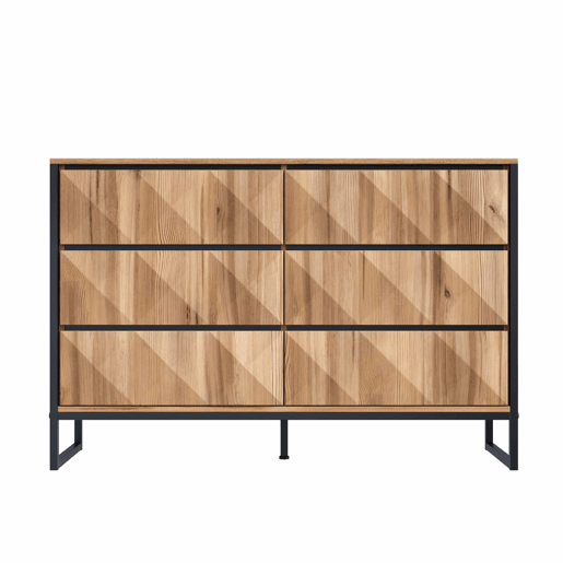 Aparador e cómoda 120x40x85 cm - Combinação de preto e madeira natural, portas elevadas - Preto, Natural Aparador e cómoda 120x40x85 cm - Combinação de preto e madeira natural, portas elevadas - Preto, Natural