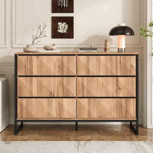 Aparador e cómoda 120x40x85 cm - Combinação de preto e madeira natural, portas elevadas - Preto, Natural Aparador e cómoda 120x40x85 cm - Combinação de preto e madeira natural, portas elevadas - Preto, Natural