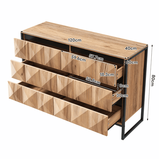 Aparador e cómoda 120x40x85 cm - Combinação de preto e madeira natural, portas elevadas - Preto, Natural Aparador e cómoda 120x40x85 cm - Combinação de preto e madeira natural, portas elevadas - Preto, Natural
