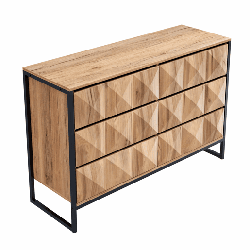 Aparador e cómoda 120x40x85 cm - Combinação de preto e madeira natural, portas elevadas - Preto, Natural Aparador e cómoda 120x40x85 cm - Combinação de preto e madeira natural, portas elevadas - Preto, Natural
