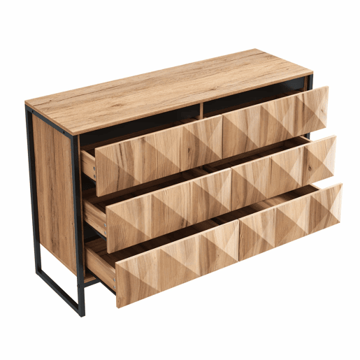Aparador e cómoda 120x40x85 cm - Combinação de preto e madeira natural, portas elevadas - Preto, Natural Aparador e cómoda 120x40x85 cm - Combinação de preto e madeira natural, portas elevadas - Preto, Natural