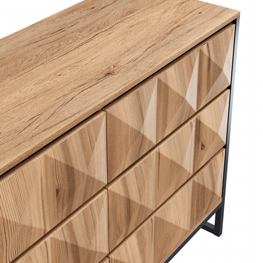 Aparador e cómoda 120x40x85 cm - Combinação de preto e madeira natural, portas elevadas - Preto, Natural Aparador e cómoda 120x40x85 cm - Combinação de preto e madeira natural, portas elevadas - Preto, Natural