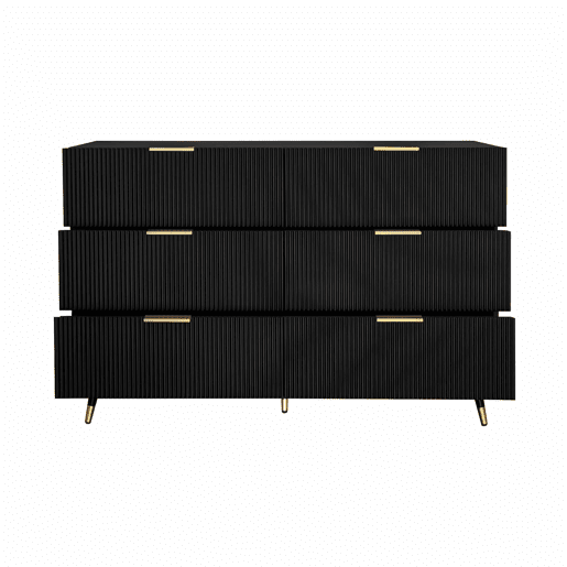 Aparador, cómoda moderna - 6 gavetas - aglomerado de partículas - Preto