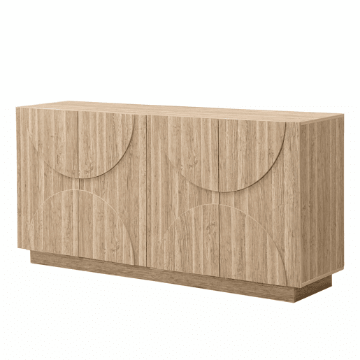 Aparador com prateleiras - Design com veios de madeira natural - Cor natural