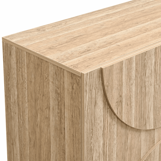 Aparador com prateleiras - Design com veios de madeira natural - Cor natural