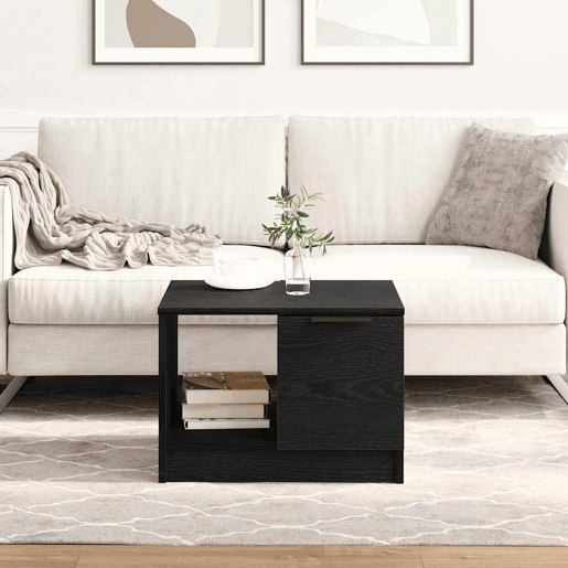 Mesa de Centro, Mesa baixa, with Drawer Carvalho preto 50 x 50 x 36 cm