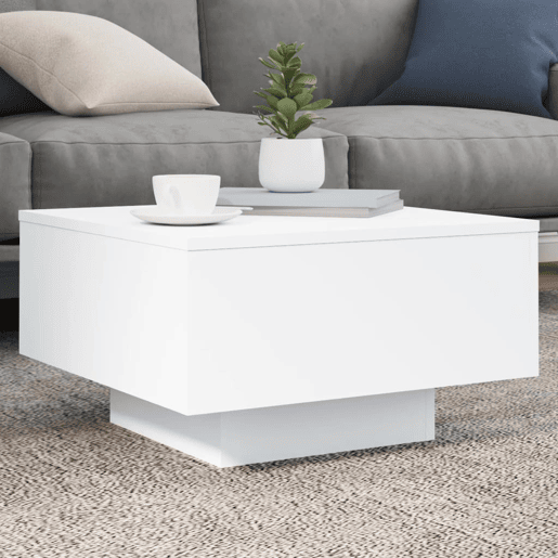 Mesa de Centro, Mesa baixa, 55x55x31 cm derivados de madeira branco