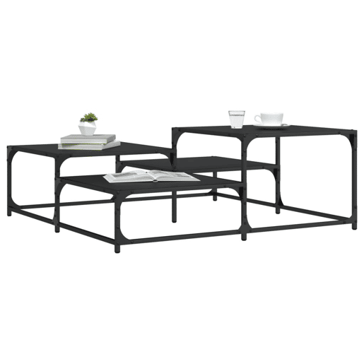 Mesa de Centro, Mesa baixa, 107x107x40 cm derivados de madeira preto