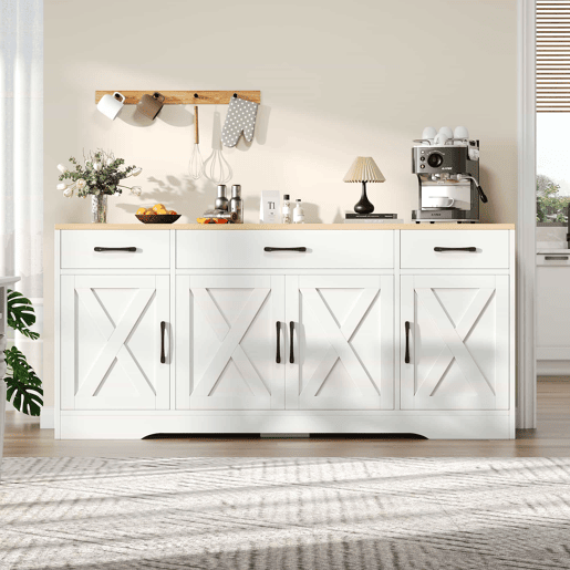 Aparador moderno branco - Móvel multifuncional de madeira para sala de estarjantar - Branco